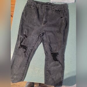 Judy Blue 22 W DISTRESSED black Jeans